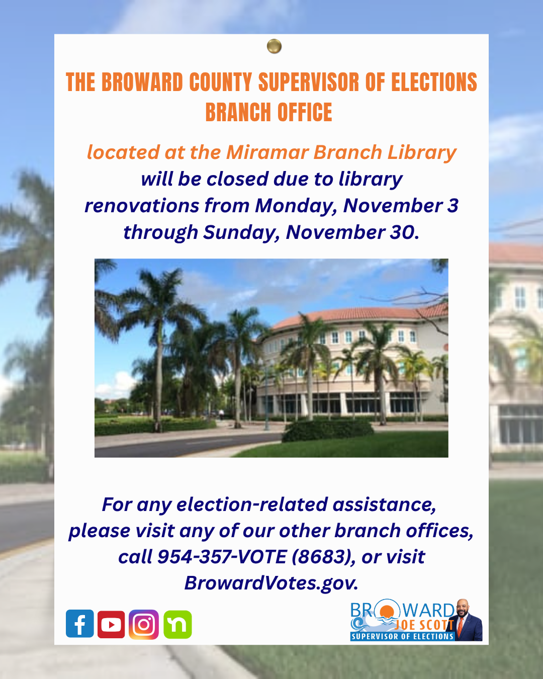 Miramar Branch Library is closed