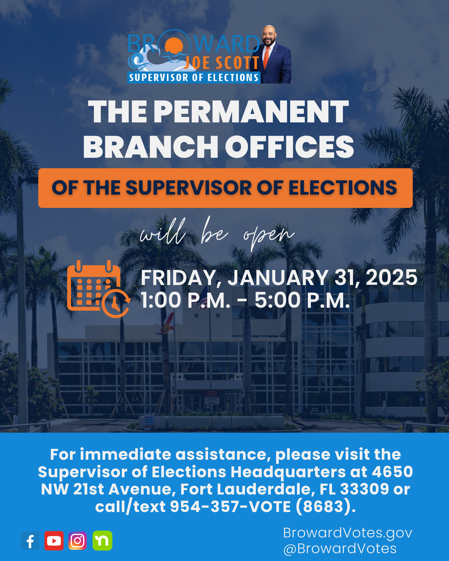 Supervisor of Elections Branch Offices Flyer - Schedule Change