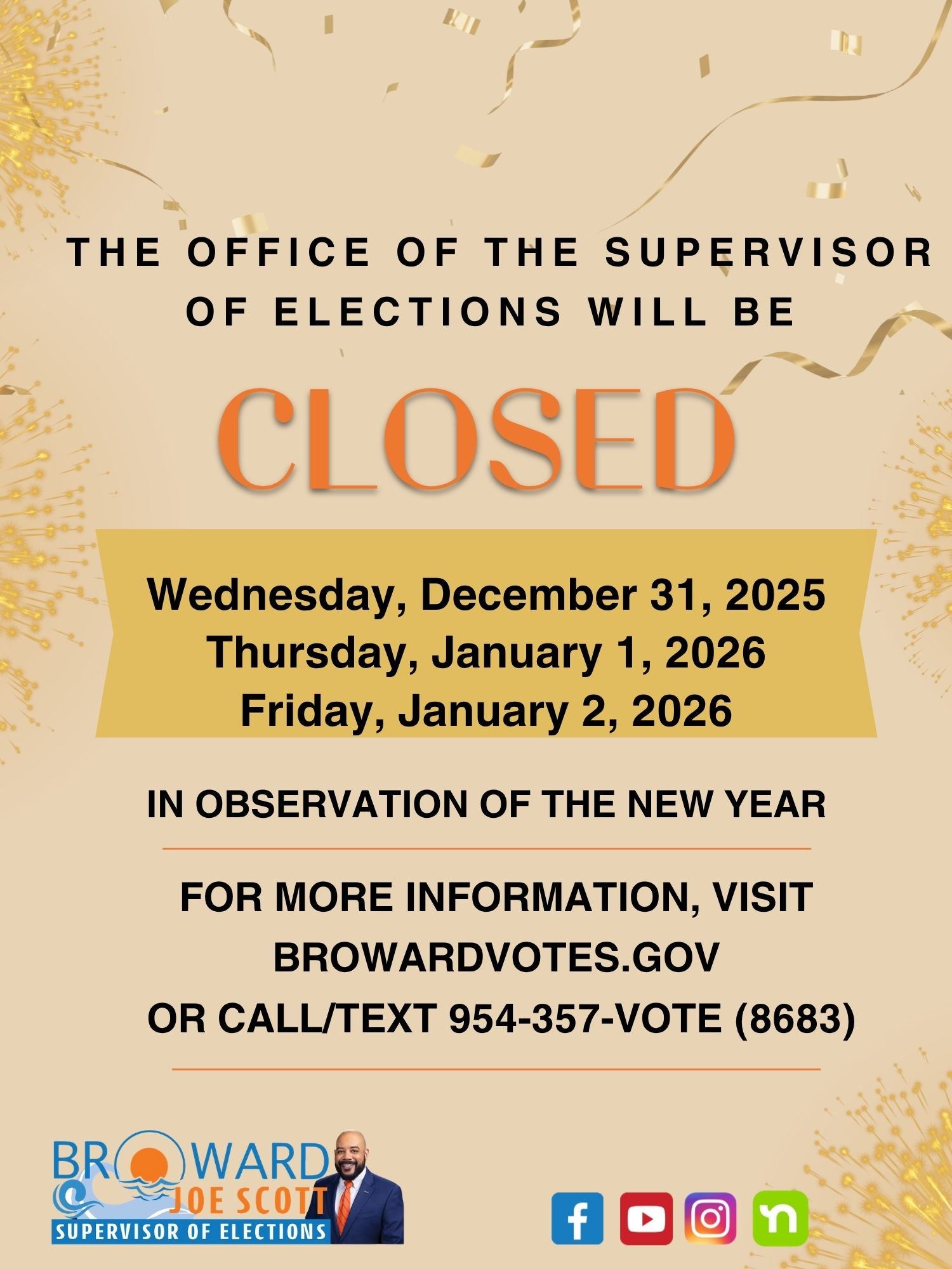 New Year Flyer - Office Closed on 12/31, 01/01, 01/02